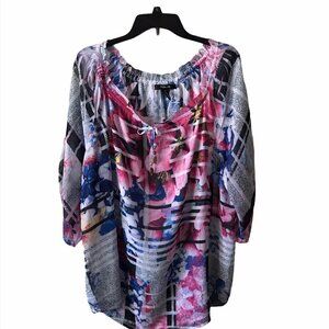Style & Co Floral Semi Sheer Blouse